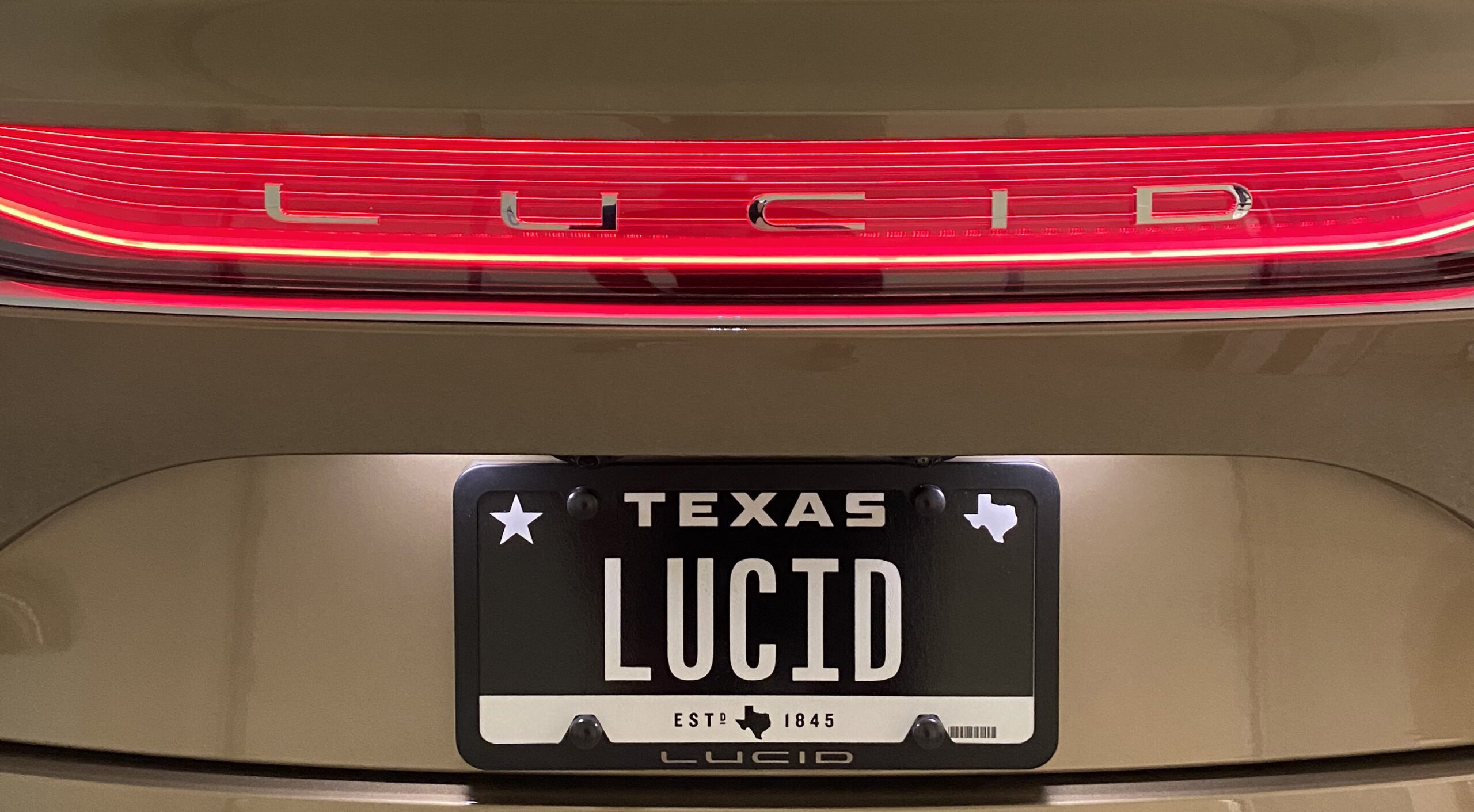 Lucid License Plate On Lucid Air Dream Edition In Texas