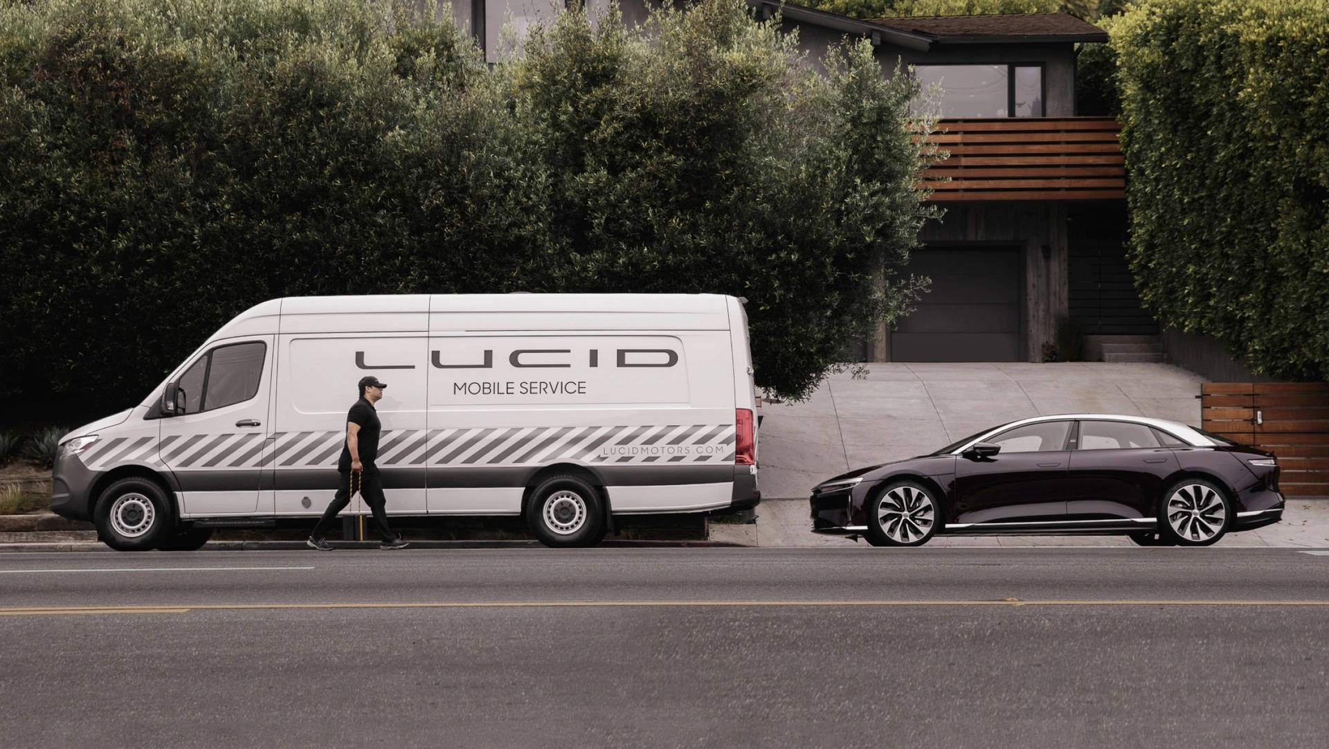 Photo Of Lucid Service Inspecting Lucid Air For Cockpit Panel Recall Issue