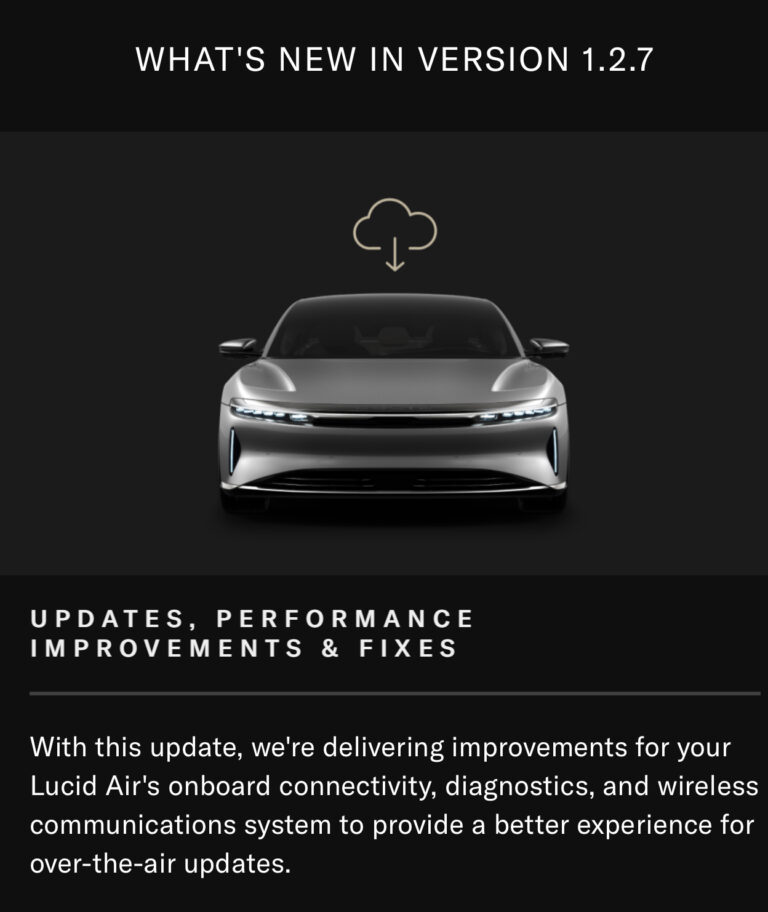 Lucid Motors Releases Lucid Air Minor Software Update v1.2.7 Lucid