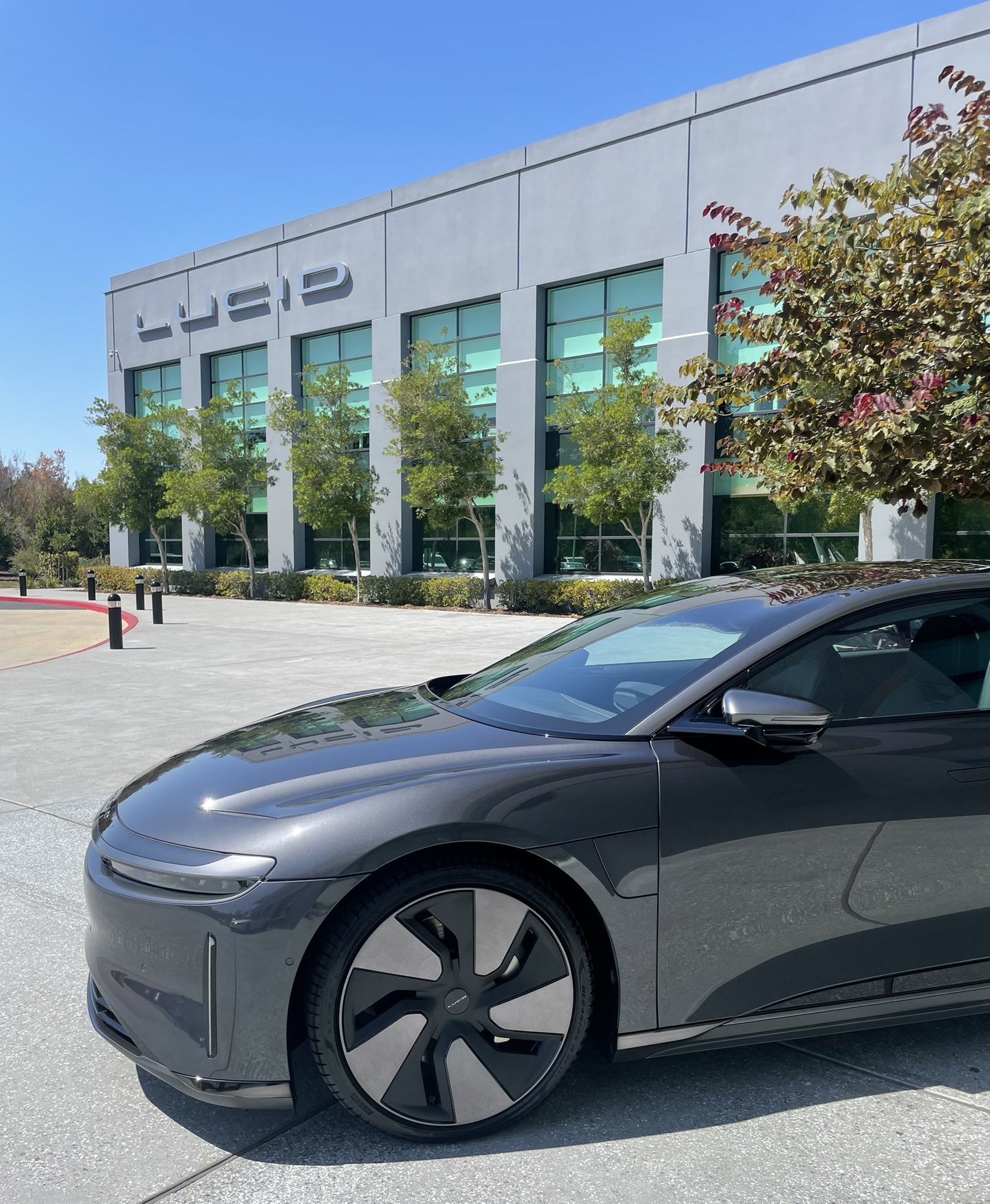 Lucid Air Stealth White & Black Outside Lucid Motors HQ